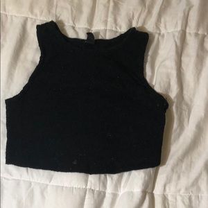 Black lace crop top